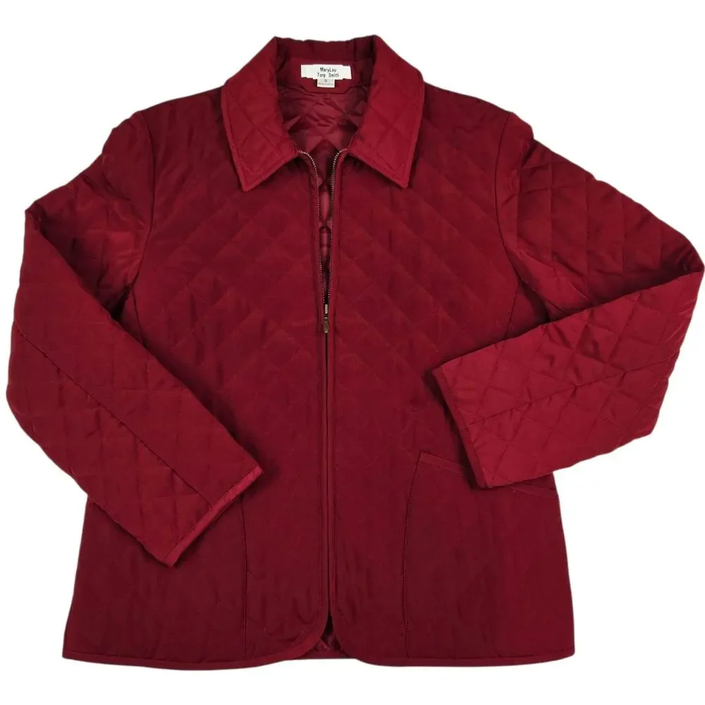Womens Pendleton Chore Coat Barn Jacket Size Small Red Quilted Full Zip